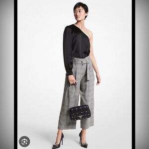 MICHAEL Michael Kors Plaid Trousers in Black and White